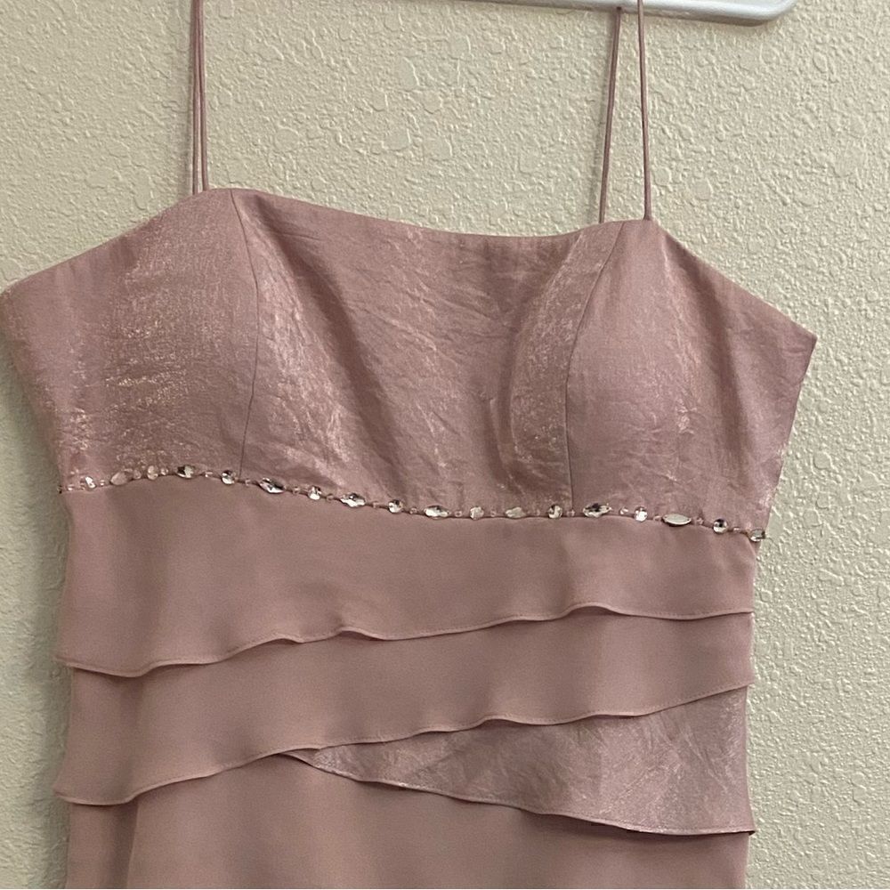 Pink Rhinestone Ruffle Mini Party Dress worn once to a wedding! Size 12 - Picture 2 of 9